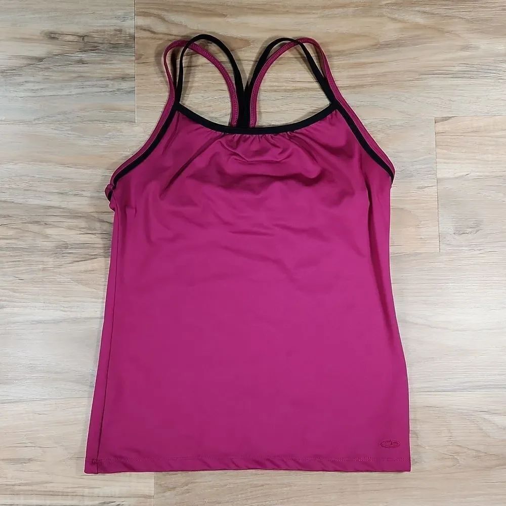 💜Champion Maroon & Black Y Back Tanktop w/Bra